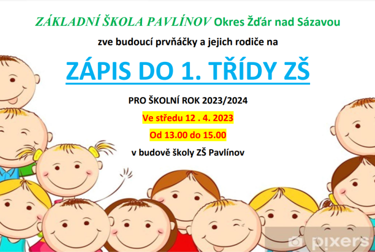 ZŠ Pavlínov - zápis do 1. třídy